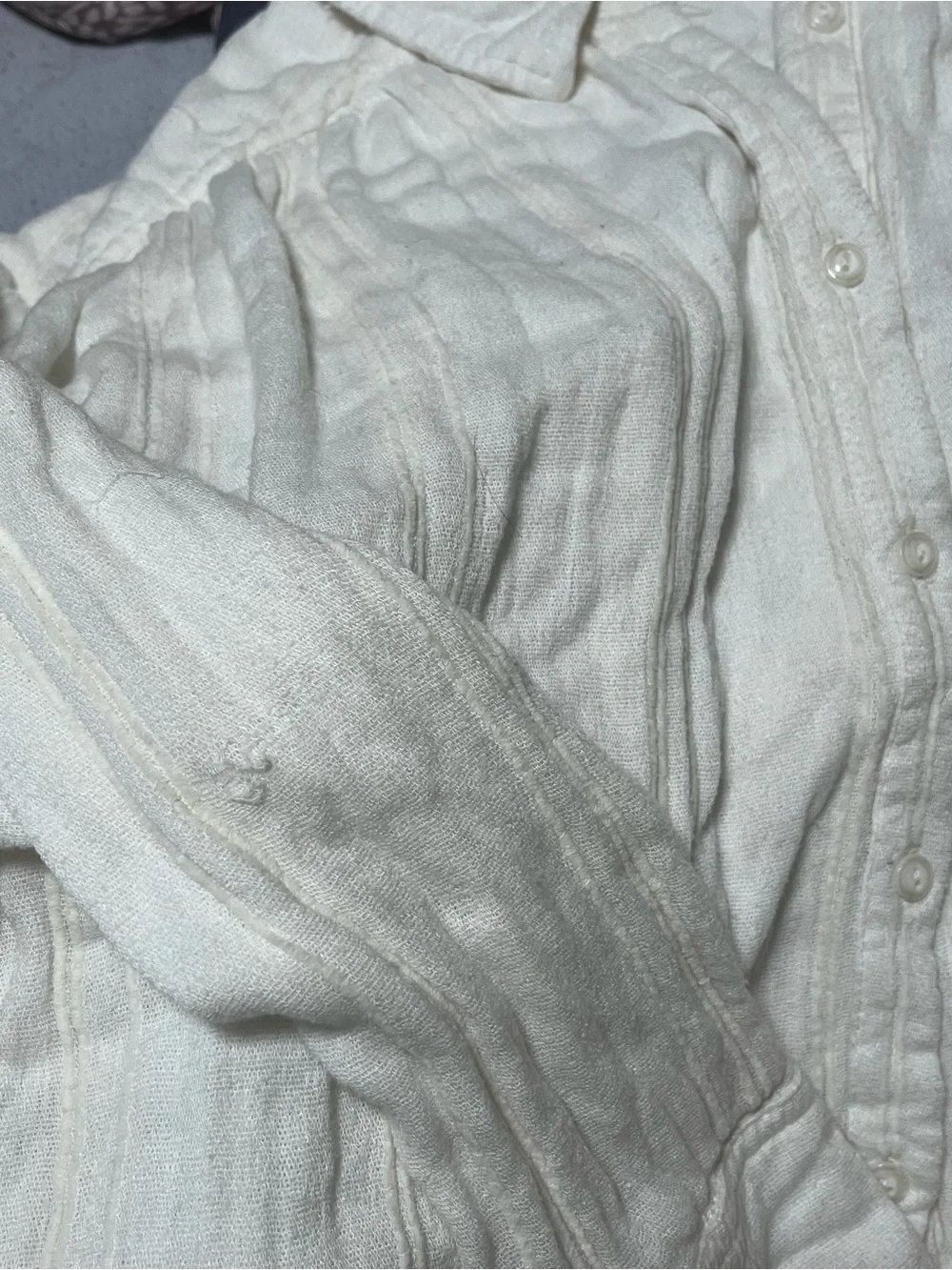 Free People Button-Down Cozy Nights Gauzy Oversized Shirt - Large
